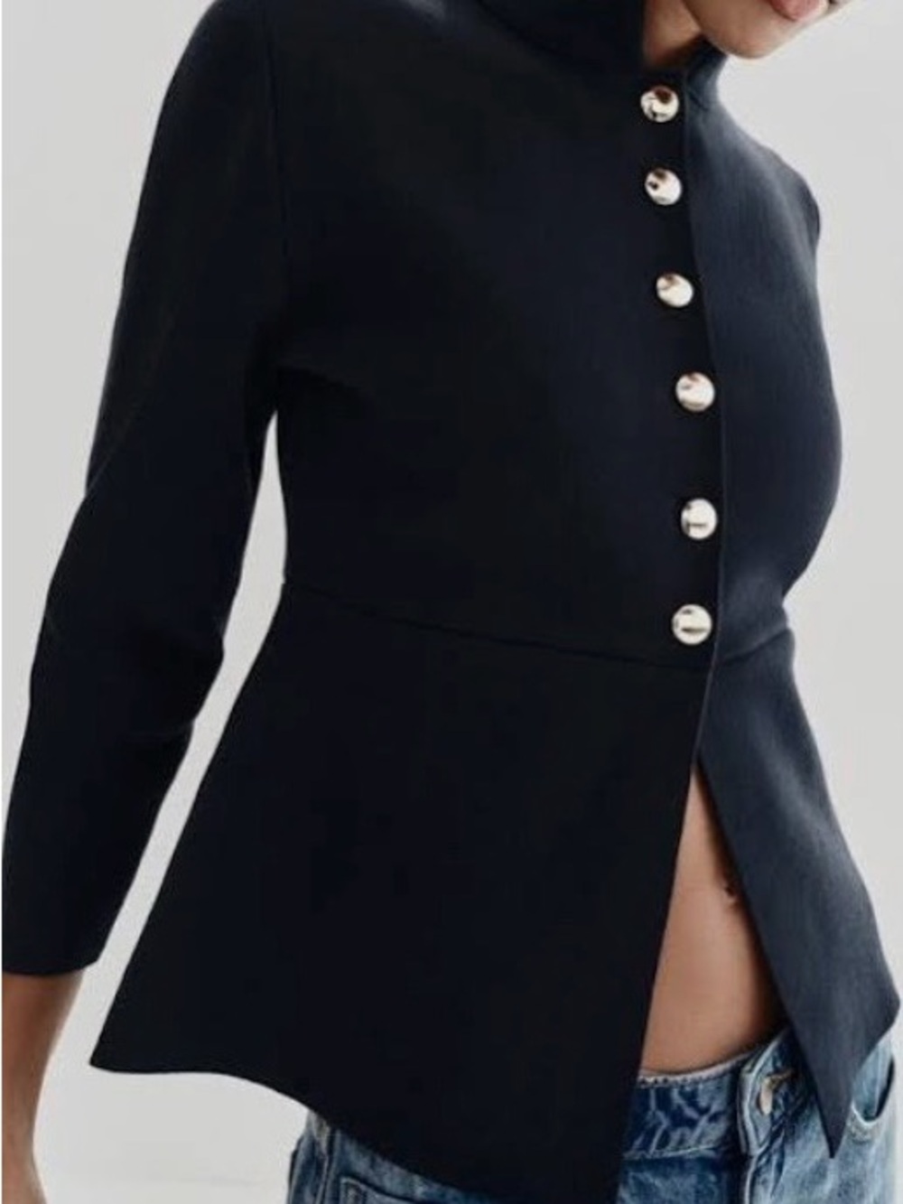 Zara Navy With Gold Button-Front Cardigan/Sweater Size Small NWT